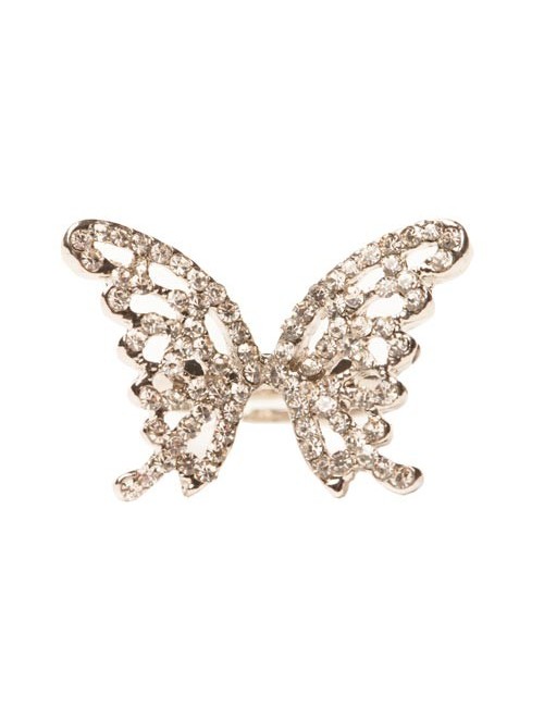 Inel argintiu cu pietre forma fluture Butterfly